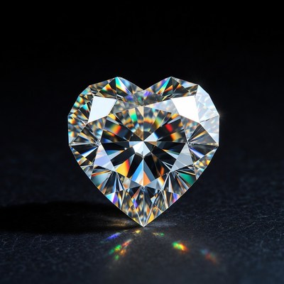 Heart-Shaped Diamond on Black