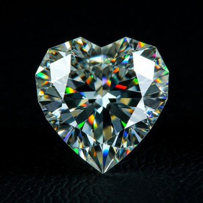 Heart-Shaped Diamond on Black Background