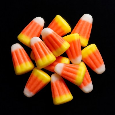 Pile of Candy Corn on Black Background