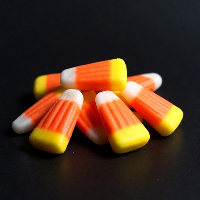 Pile of Candy Corn on Black Background