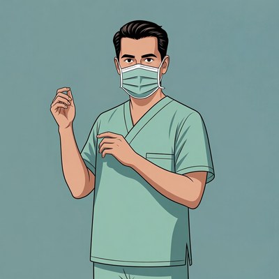 Asian male doctor wearing mask