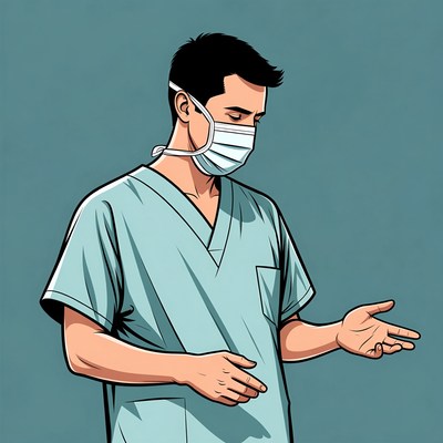 Doctor Wearing Mask with Hands Extended
