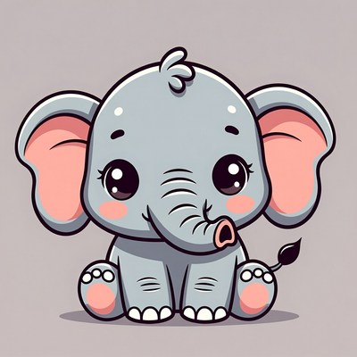 Cute baby elephant illustration