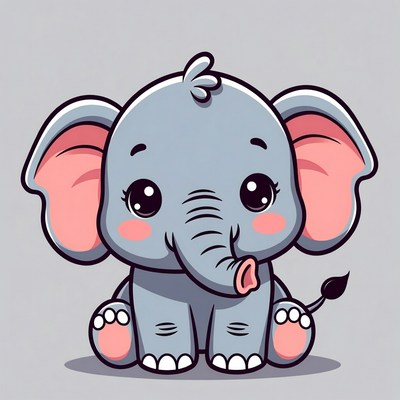 Cute baby elephant illustration