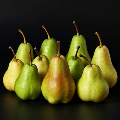Fresh Pears on Black Background