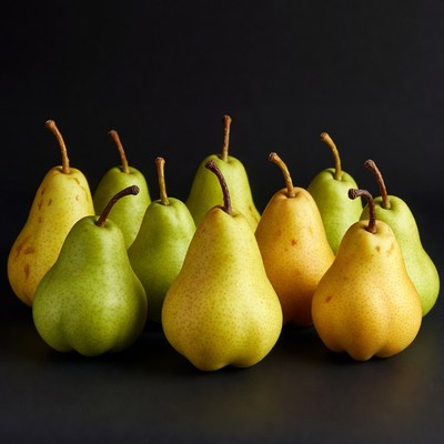 Fresh green and yellow pears