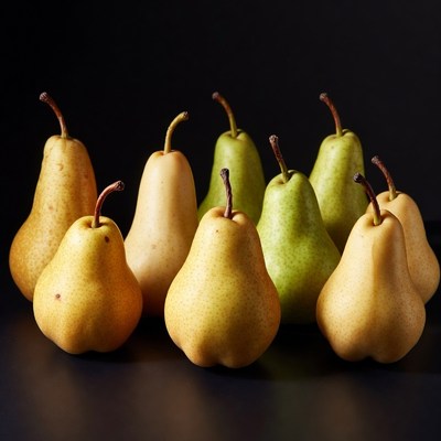 Fresh pears on black background