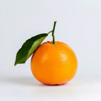 Mandarin Orange with Green Leaf