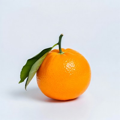 Orange with green leaf