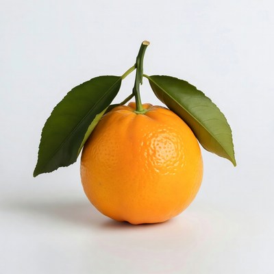 Orange with green leaves