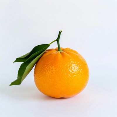 Orange with green leaf