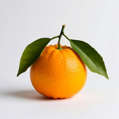 Fresh orange with leaves
