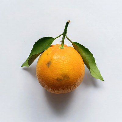 Orange with green leaves