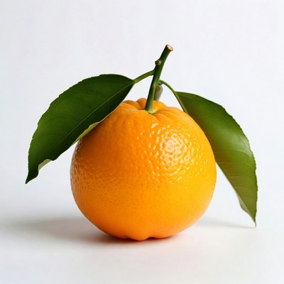 Fresh orange with green leaves