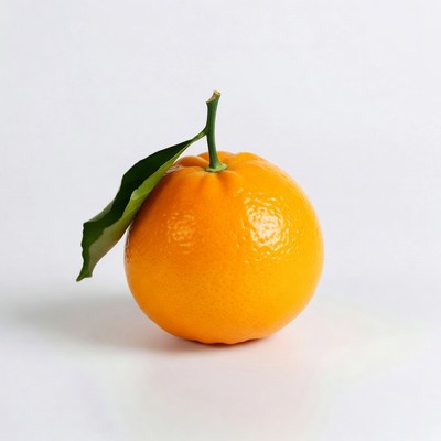 Orange with green leaf