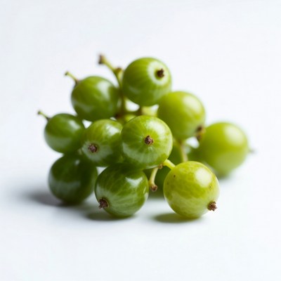 Fresh Green Gooseberries on White Background