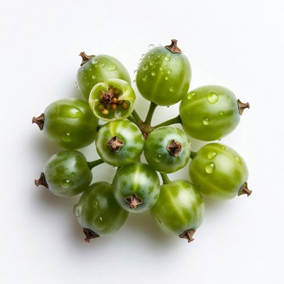 Fresh Green Gooseberries with Water Droplets