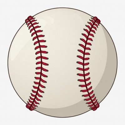 White baseball with red stitches