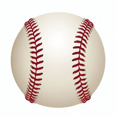 White baseball with red stitches