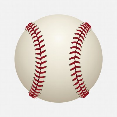 White baseball with red stitches