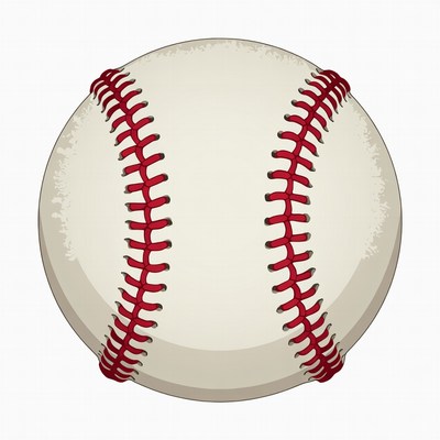 Baseball with red stitches