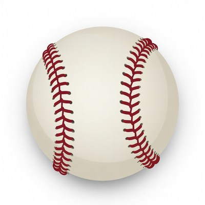 Baseball with red stitches