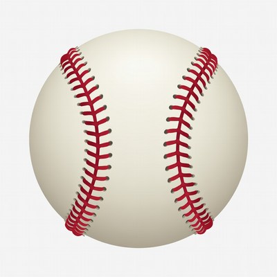 White baseball with red stitches