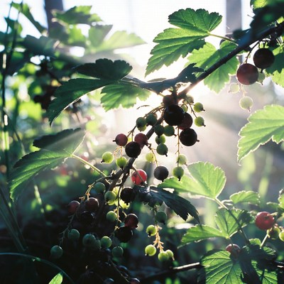 Currant Berries on Branch in Sunlight