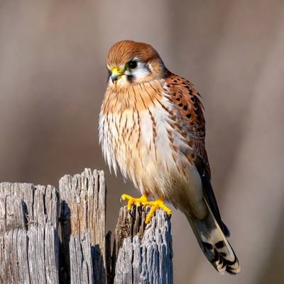 American Kestrel Perched on Post