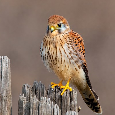 American Kestrel Perched on Post