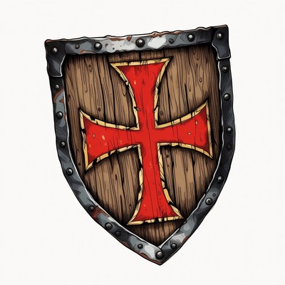 Wooden Shield with Red Cross
