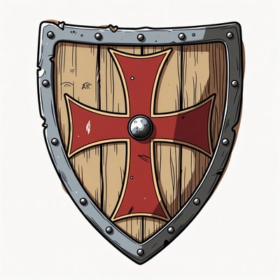 Medieval Shield with Red Cross