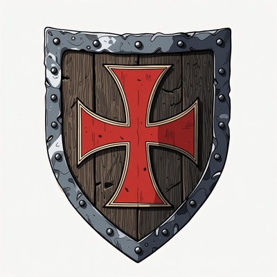 Templar Shield with Red Cross