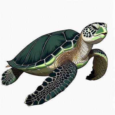 Green sea turtle illustration