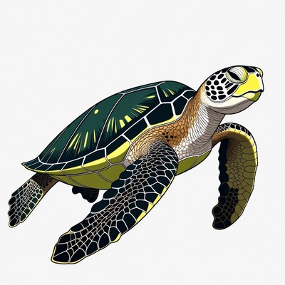 Green sea turtle illustration