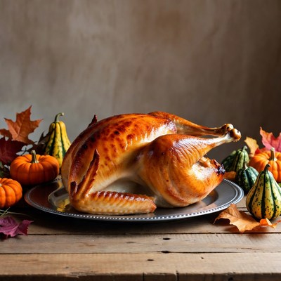 Roasted Turkey with Fall Gourds