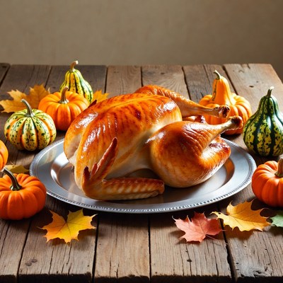 Roasted Turkey with Pumpkins