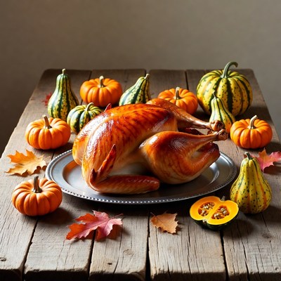 Roasted Turkey with Pumpkins