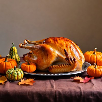 Roasted Turkey with Pumpkins