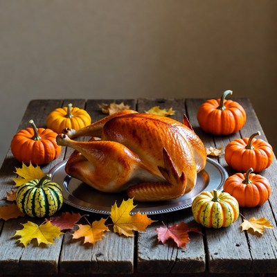 Roasted Turkey with Pumpkins