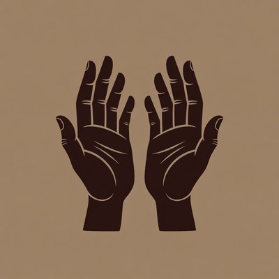 Open Hands Raised Upward Illustration