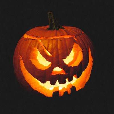 Lit Jack-o-Lantern Pumpkin