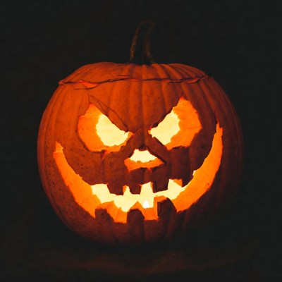 Lit Jack-o'-lantern pumpkin