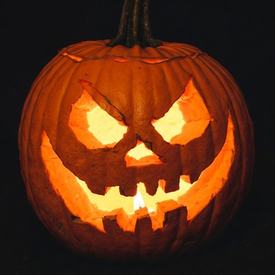 Lit Jack-o'-lantern pumpkin