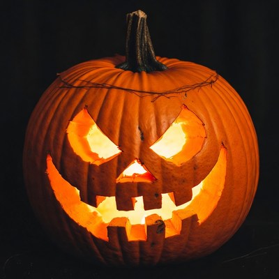 Lit Jack-o-Lantern Pumpkin