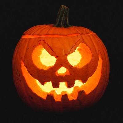 Lit Jack-o'-lantern pumpkin