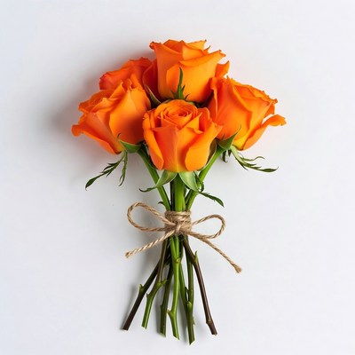 Orange Roses Bouquet Tied with Twine