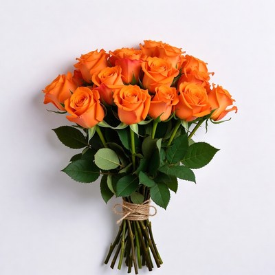 Orange Roses Bouquet Tied with Twine