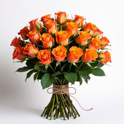 Orange Roses Bouquet Tied with Twine