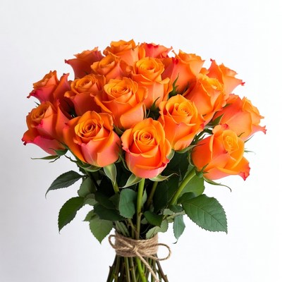Orange Roses Bouquet Tied with Twine